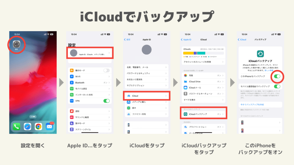 iCloudでバックアップ_231031