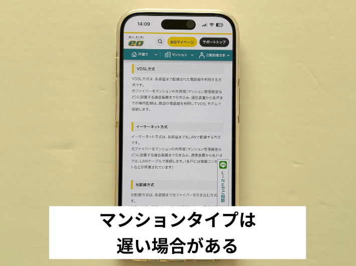 マンションタイプは遅い場合がある