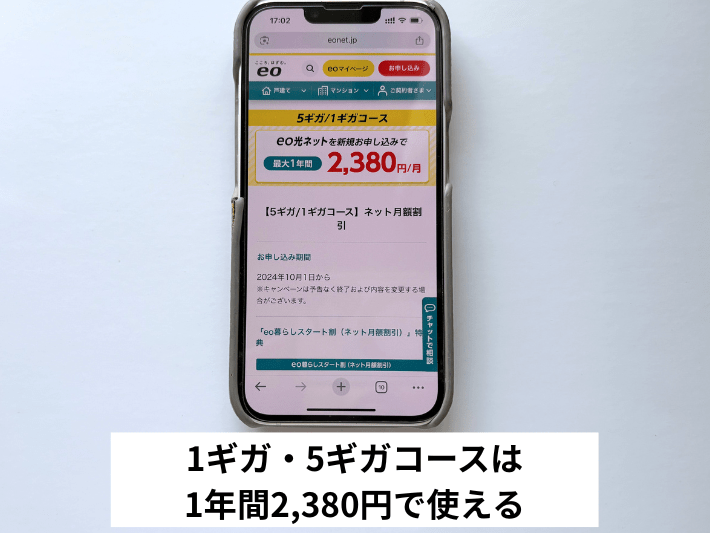 通常コースは1年間だけ月額2,380円で契約できる
