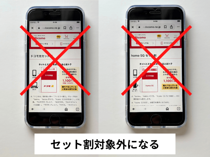 ドコモ光やhome5Gセット割の対象外になる