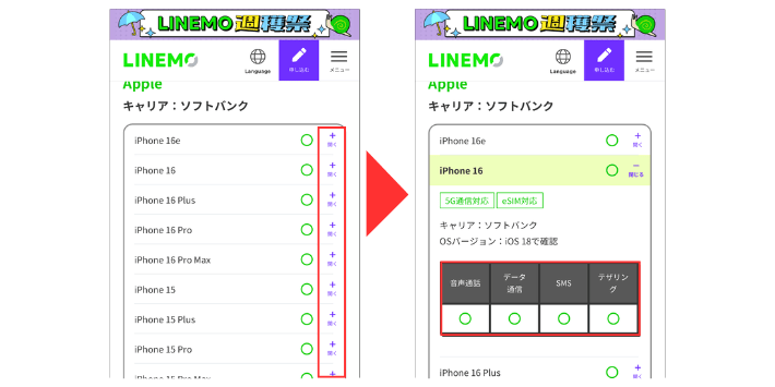 利用したい機種を検索する