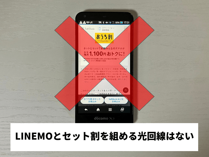 LINEMOとセット割を組める光回線はない