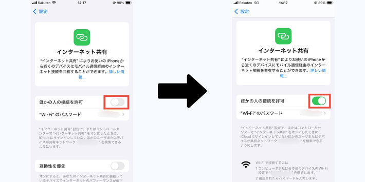 「ほかの人の接続を許可」をオンにする