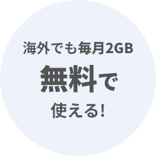 海外でも毎月2GB無料で使える!